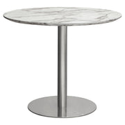 Stella 36" Round Dining Table w/ Faux Marble Top and Brushed Silver Metal Base by Diamond Sofa - R&R Furniture Gallery (Fountain Valley, CA)