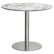 Stella 36" Round Dining Table w/ Faux Marble Top and Brushed Silver Metal Base by Diamond Sofa - R&R Furniture Gallery (Fountain Valley, CA)