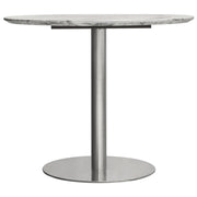 Stella 36" Round Dining Table w/ Faux Marble Top and Brushed Silver Metal Base by Diamond Sofa - R&R Furniture Gallery (Fountain Valley, CA)