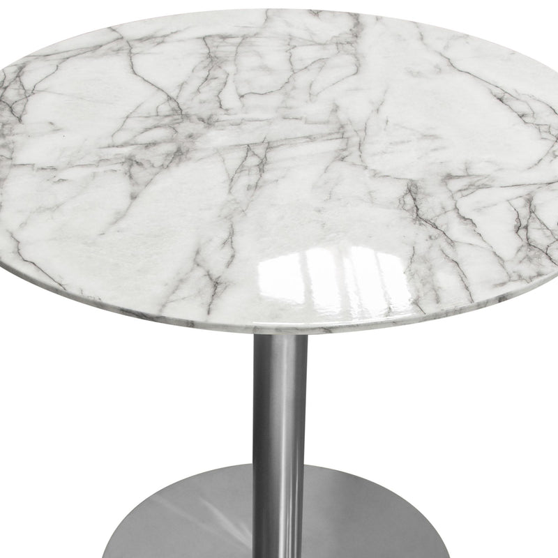 Stella 36" Round Dining Table w/ Faux Marble Top and Brushed Silver Metal Base by Diamond Sofa - R&R Furniture Gallery (Fountain Valley, CA)