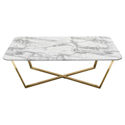 Vida Rectangle Cocktail Table w/ Faux Marble Top and Brushed Gold Metal Frame by Diamond Sofa - R&R Furniture Gallery (Fountain Valley, CA)