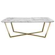 Vida Rectangle Cocktail Table w/ Faux Marble Top and Brushed Gold Metal Frame by Diamond Sofa - R&R Furniture Gallery (Fountain Valley, CA)