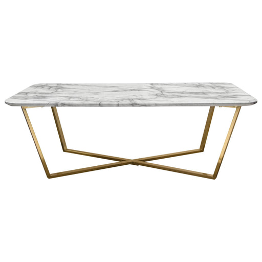 Vida Rectangle Cocktail Table w/ Faux Marble Top and Brushed Gold Metal Frame by Diamond Sofa - R&R Furniture Gallery (Fountain Valley, CA)