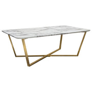 Vida Rectangle Cocktail Table w/ Faux Marble Top and Brushed Gold Metal Frame by Diamond Sofa - R&R Furniture Gallery (Fountain Valley, CA)