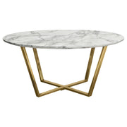 Vida 35" Round Cocktail Table w/ Faux Marble Top and Brushed Gold Metal Frame by Diamond Sofa - R&R Furniture Gallery (Fountain Valley, CA)