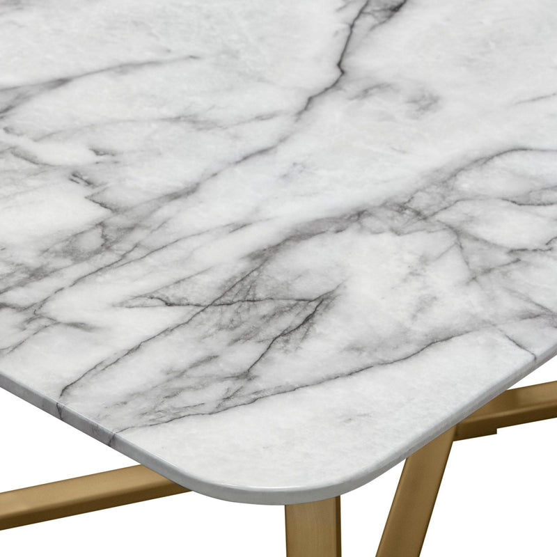 Vida Rectangle Cocktail Table w/ Faux Marble Top and Brushed Gold Metal Frame by Diamond Sofa - R&R Furniture Gallery (Fountain Valley, CA)