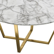 Vida 35" Round Cocktail Table w/ Faux Marble Top and Brushed Gold Metal Frame by Diamond Sofa - R&R Furniture Gallery (Fountain Valley, CA)