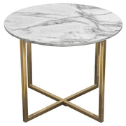 Vida 24" Round End Table w/ Faux Marble Top and Brushed Gold Metal Frame by Diamond Sofa - R&R Furniture Gallery (Fountain Valley, CA)