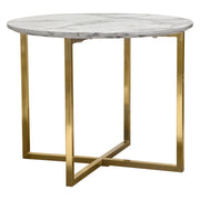 Vida 24" Round End Table w/ Faux Marble Top and Brushed Gold Metal Frame by Diamond Sofa - R&R Furniture Gallery (Fountain Valley, CA)