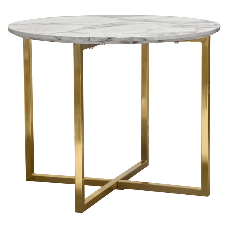 Vida 24" Round End Table w/ Faux Marble Top and Brushed Gold Metal Frame by Diamond Sofa - R&R Furniture Gallery (Fountain Valley, CA)