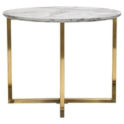 Vida 24" Round End Table w/ Faux Marble Top and Brushed Gold Metal Frame by Diamond Sofa - R&R Furniture Gallery (Fountain Valley, CA)