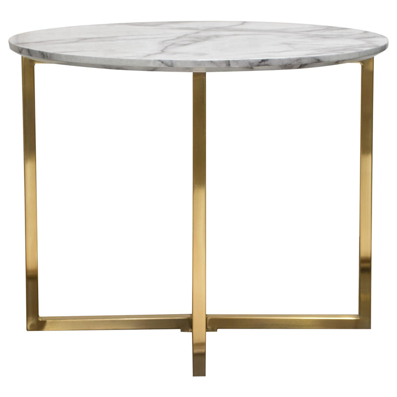 Vida 24" Round End Table w/ Faux Marble Top and Brushed Gold Metal Frame by Diamond Sofa - R&R Furniture Gallery (Fountain Valley, CA)