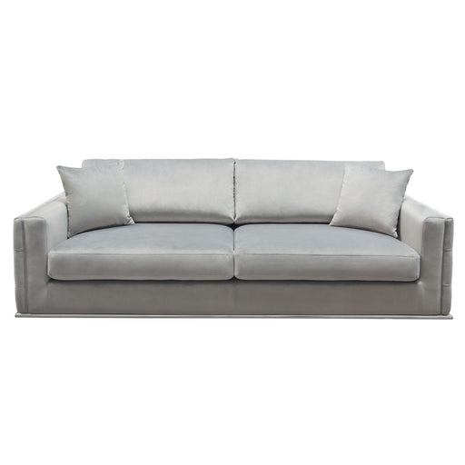 Envy Sofa in Platinum Grey Velvet with Tufted Outside Detail and Silver Metal Trim by Diamond Sofa - R&R Furniture Gallery (Fountain Valley, CA)