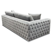 Envy Sofa in Platinum Grey Velvet with Tufted Outside Detail and Silver Metal Trim by Diamond Sofa - R&R Furniture Gallery (Fountain Valley, CA)