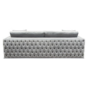 Envy Sofa in Platinum Grey Velvet with Tufted Outside Detail and Silver Metal Trim by Diamond Sofa - R&R Furniture Gallery (Fountain Valley, CA)