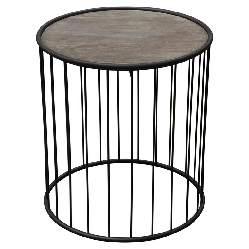 Gibson 22" Round End Table with Grey Oak Finished Top and Metal Base by Diamond Sofa - R&R Furniture Gallery (Fountain Valley, CA)