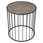 Gibson 22" Round End Table with Grey Oak Finished Top and Metal Base by Diamond Sofa - R&R Furniture Gallery (Fountain Valley, CA)