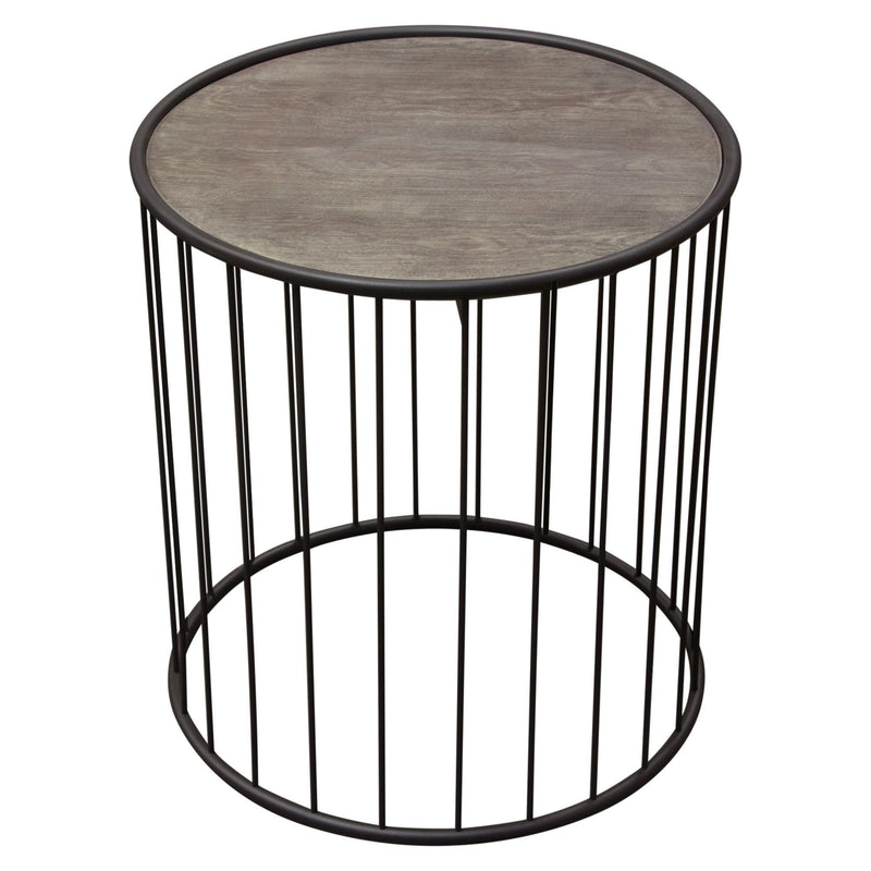 Gibson 22" Round End Table with Grey Oak Finished Top and Metal Base by Diamond Sofa - R&R Furniture Gallery (Fountain Valley, CA)