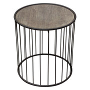 Gibson 22" Round End Table with Grey Oak Finished Top and Metal Base by Diamond Sofa - R&R Furniture Gallery (Fountain Valley, CA)