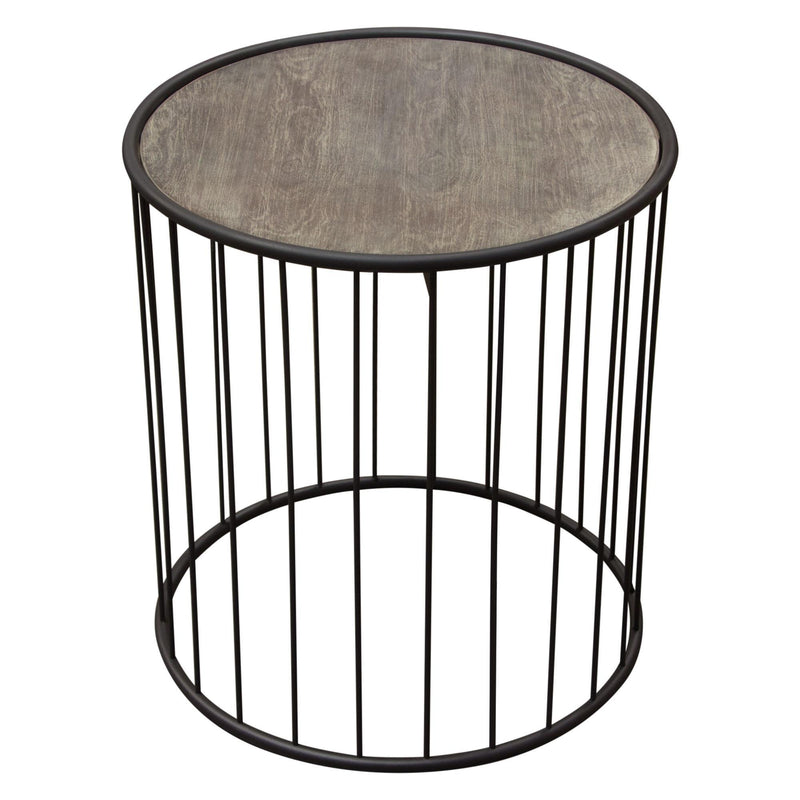 Gibson 22" Round End Table with Grey Oak Finished Top and Metal Base by Diamond Sofa - R&R Furniture Gallery (Fountain Valley, CA)