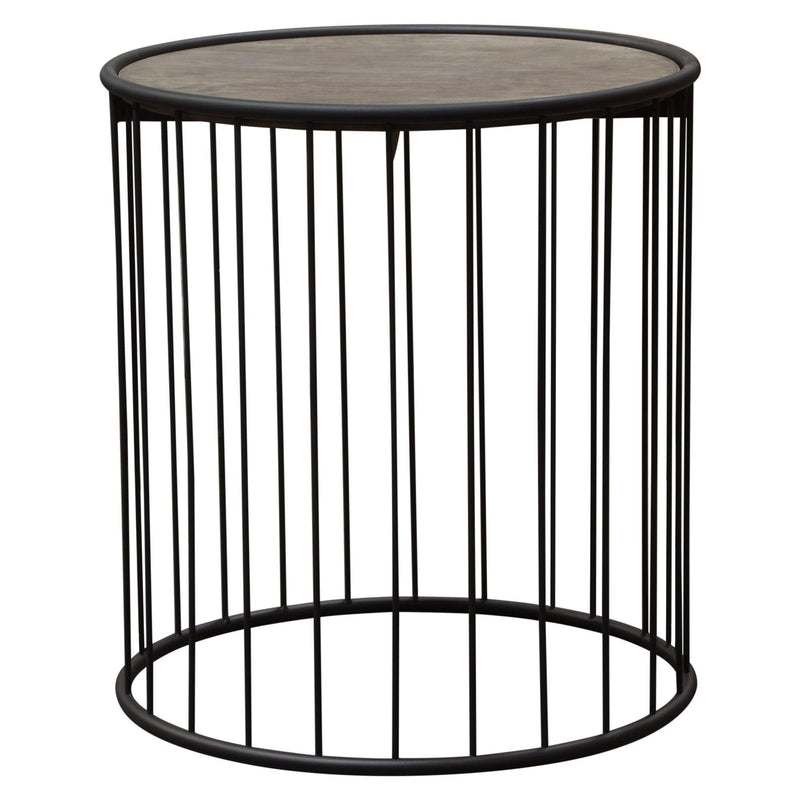 Gibson 22" Round End Table with Grey Oak Finished Top and Metal Base by Diamond Sofa - R&R Furniture Gallery (Fountain Valley, CA)