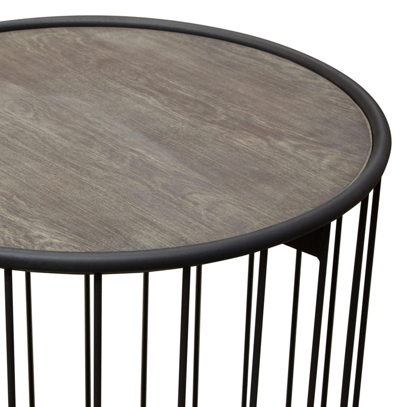 Gibson 22" Round End Table with Grey Oak Finished Top and Metal Base by Diamond Sofa - R&R Furniture Gallery (Fountain Valley, CA)