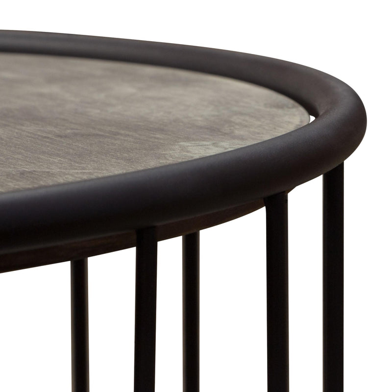 Gibson 22" Round End Table with Grey Oak Finished Top and Metal Base by Diamond Sofa - R&R Furniture Gallery (Fountain Valley, CA)