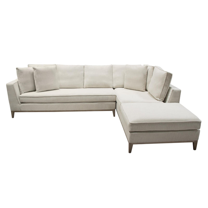 Haven RF 2PC Sectional in Cream Polyester Fabric w/ Loose Pillow Back & Wood Leg Accent by Diamond Sofa - R&R Furniture Gallery (Fountain Valley, CA)