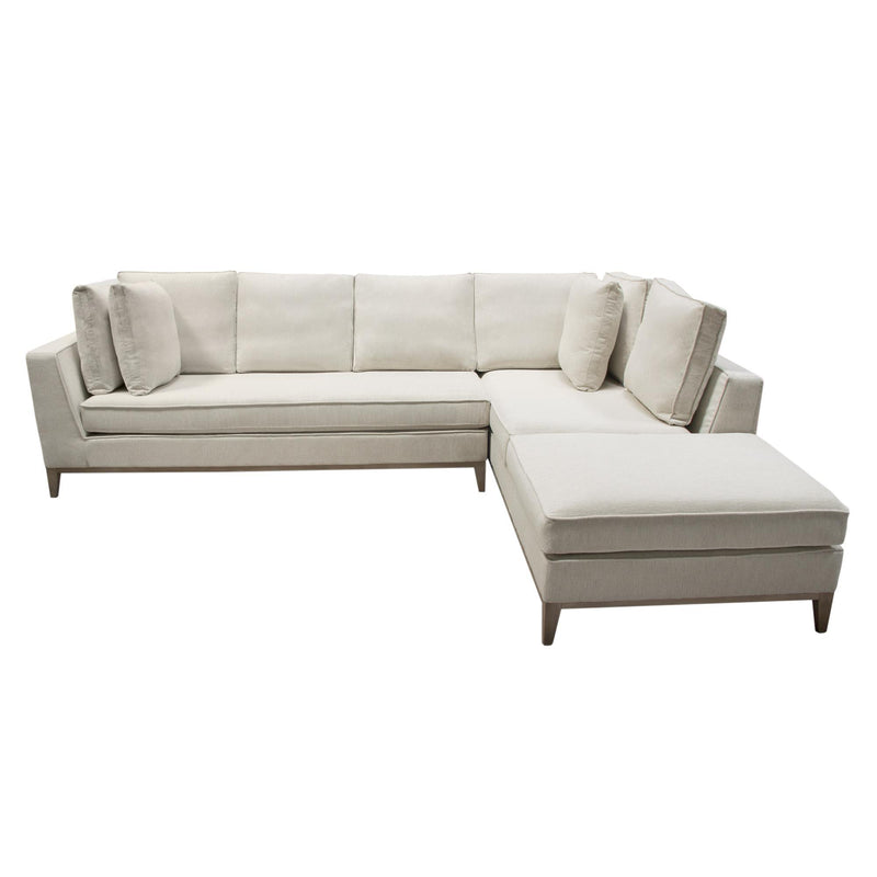 Haven RF 2PC Sectional in Cream Polyester Fabric w/ Loose Pillow Back & Wood Leg Accent by Diamond Sofa - R&R Furniture Gallery (Fountain Valley, CA)