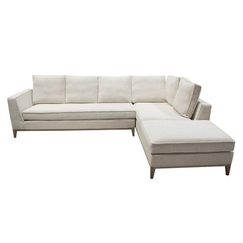 Haven RF 2PC Sectional in Cream Polyester Fabric w/ Loose Pillow Back & Wood Leg Accent by Diamond Sofa - R&R Furniture Gallery (Fountain Valley, CA)