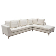 Haven RF 2PC Sectional in Cream Polyester Fabric w/ Loose Pillow Back & Wood Leg Accent by Diamond Sofa - R&R Furniture Gallery (Fountain Valley, CA)