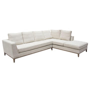 Haven RF 2PC Sectional in Cream Polyester Fabric w/ Loose Pillow Back & Wood Leg Accent by Diamond Sofa - R&R Furniture Gallery (Fountain Valley, CA)