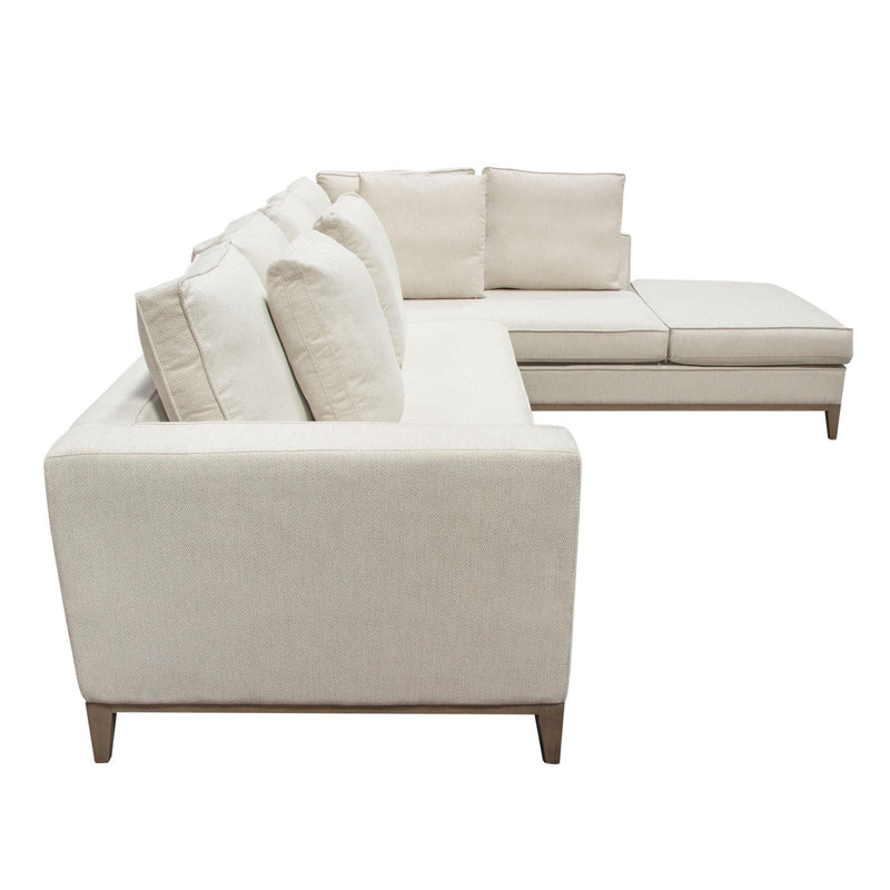 Haven RF 2PC Sectional in Cream Polyester Fabric w/ Loose Pillow Back & Wood Leg Accent by Diamond Sofa - R&R Furniture Gallery (Fountain Valley, CA)