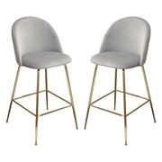 Lilly Set of (2) Bar Height Chairs in Grey Velvet w/ Brushed Gold Metal Legs by Diamond Sofa - R&R Furniture Gallery (Fountain Valley, CA)