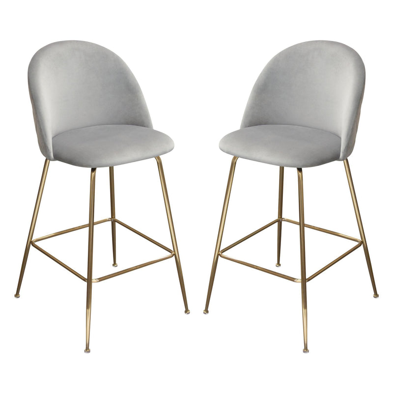 Lilly Set of (2) Bar Height Chairs in Grey Velvet w/ Brushed Gold Metal Legs by Diamond Sofa - R&R Furniture Gallery (Fountain Valley, CA)