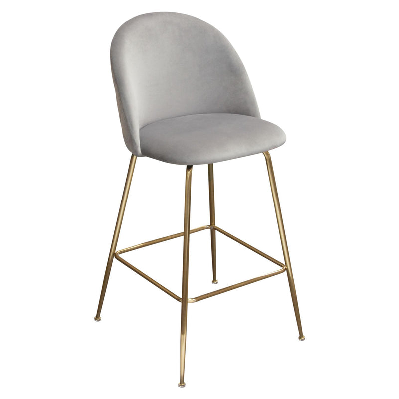 Lilly Set of (2) Bar Height Chairs in Grey Velvet w/ Brushed Gold Metal Legs by Diamond Sofa - R&R Furniture Gallery (Fountain Valley, CA)