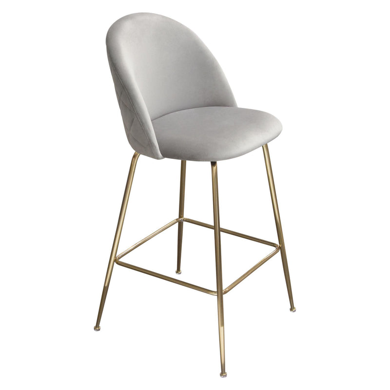 Lilly Set of (2) Bar Height Chairs in Grey Velvet w/ Brushed Gold Metal Legs by Diamond Sofa - R&R Furniture Gallery (Fountain Valley, CA)