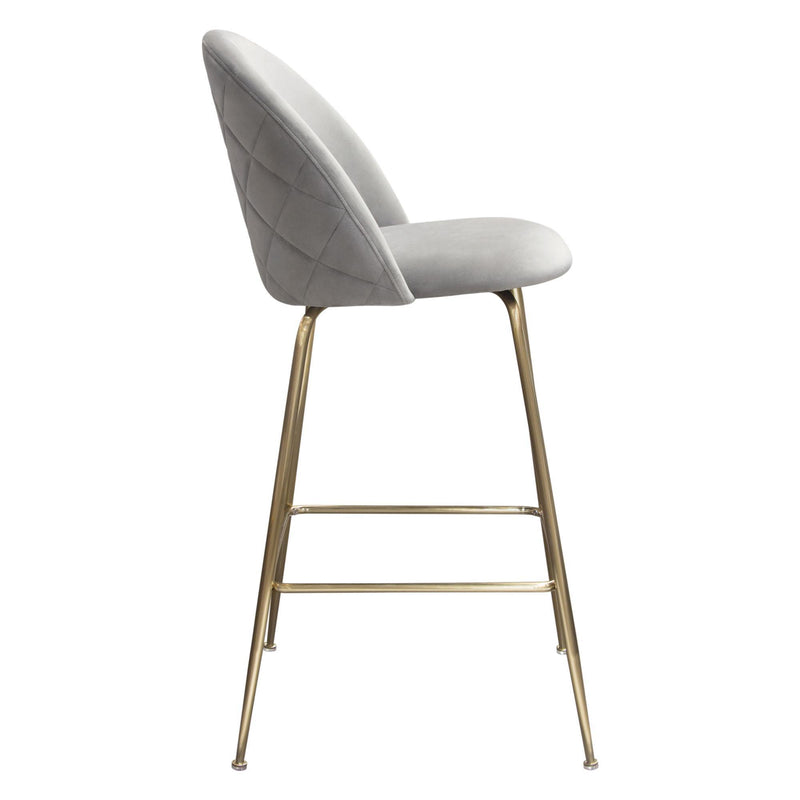 Lilly Set of (2) Bar Height Chairs in Grey Velvet w/ Brushed Gold Metal Legs by Diamond Sofa - R&R Furniture Gallery (Fountain Valley, CA)
