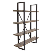 Montana 73" 4-Tiered Shelf Unit in Rustic Oak Finish with Iron Frame by Diamond Sofa - R&R Furniture Gallery (Fountain Valley, CA)
