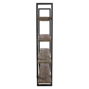 Montana 73" 4-Tiered Shelf Unit in Rustic Oak Finish with Iron Frame by Diamond Sofa - R&R Furniture Gallery (Fountain Valley, CA)