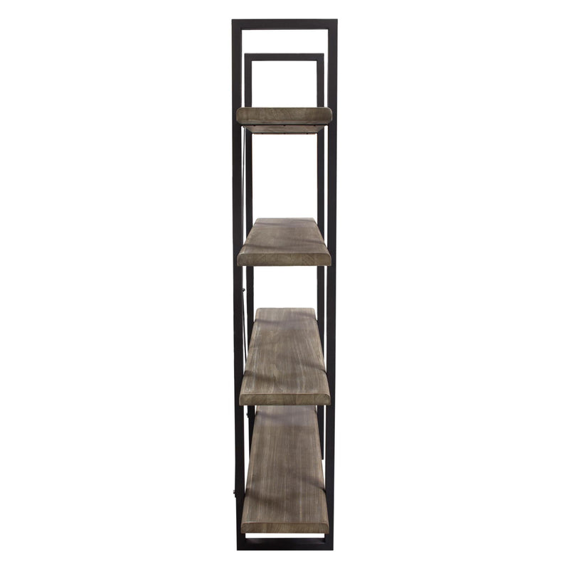 Montana 73" 4-Tiered Shelf Unit in Rustic Oak Finish with Iron Frame by Diamond Sofa - R&R Furniture Gallery (Fountain Valley, CA)