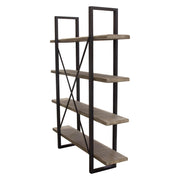 Montana 73" 4-Tiered Shelf Unit in Rustic Oak Finish with Iron Frame by Diamond Sofa - R&R Furniture Gallery (Fountain Valley, CA)