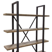 Montana 73" 4-Tiered Shelf Unit in Rustic Oak Finish with Iron Frame by Diamond Sofa - R&R Furniture Gallery (Fountain Valley, CA)