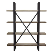 Montana 73" 4-Tiered Shelf Unit in Rustic Oak Finish with Iron Frame by Diamond Sofa - R&R Furniture Gallery (Fountain Valley, CA)
