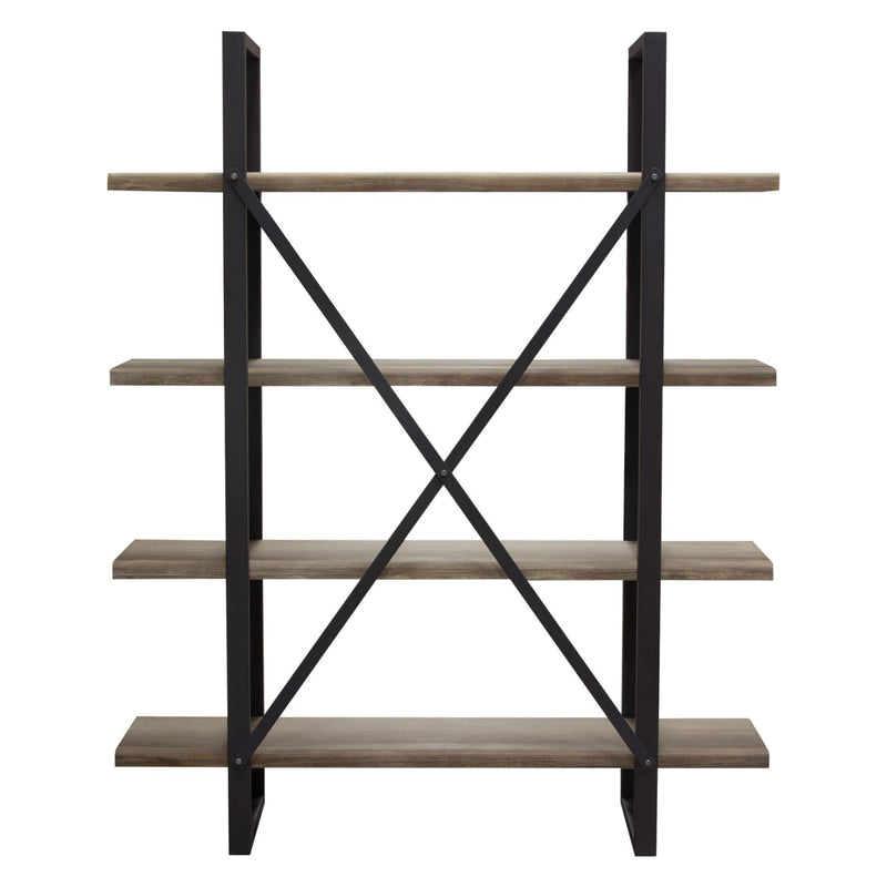 Montana 73" 4-Tiered Shelf Unit in Rustic Oak Finish with Iron Frame by Diamond Sofa - R&R Furniture Gallery (Fountain Valley, CA)