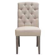 Set of Two Napa Tufted Dining Side Chairs in Sand Linen Fabric with Wood Legs in Grey Oak Finish by Diamond Sofa - R&R Furniture Gallery (Fountain Valley, CA)