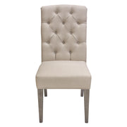 Set of Two Napa Tufted Dining Side Chairs in Sand Linen Fabric with Wood Legs in Grey Oak Finish by Diamond Sofa - R&R Furniture Gallery (Fountain Valley, CA)