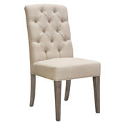 Set of Two Napa Tufted Dining Side Chairs in Sand Linen Fabric with Wood Legs in Grey Oak Finish by Diamond Sofa - R&R Furniture Gallery (Fountain Valley, CA)