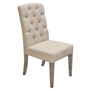 Set of Two Napa Tufted Dining Side Chairs in Sand Linen Fabric with Wood Legs in Grey Oak Finish by Diamond Sofa - R&R Furniture Gallery (Fountain Valley, CA)