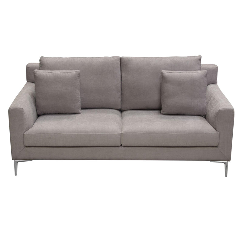 Seattle Loose Back Loveseat in Grey Polyester Fabric w/ Polished Silver Metal Leg by Diamond Sofa - R&R Furniture Gallery (Fountain Valley, CA)